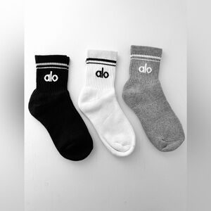 ALO Yoga Trio Socks in Black, White, and Gray